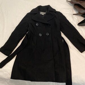 Black wool trench coat. Excellent condition.